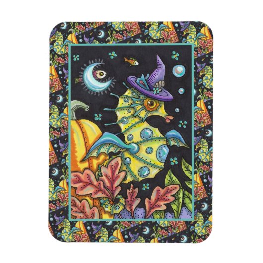 カラフルファンタジー乗馬、ハロウィーン海の魔女 マグネット (縦)