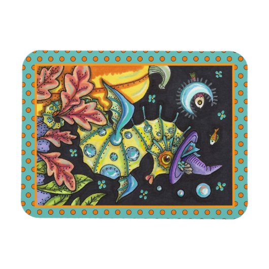 カラフルファンタジー乗馬、ハロウィーン海の魔女 マグネット (横)