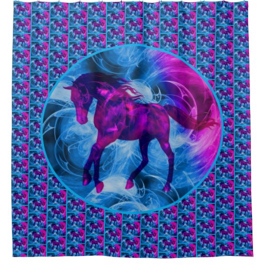 カラフルファンタジー動物 シャワーカーテン (正面)