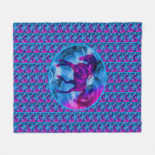 カラフルファンタジー動物 フリースブランケット (正面(横))