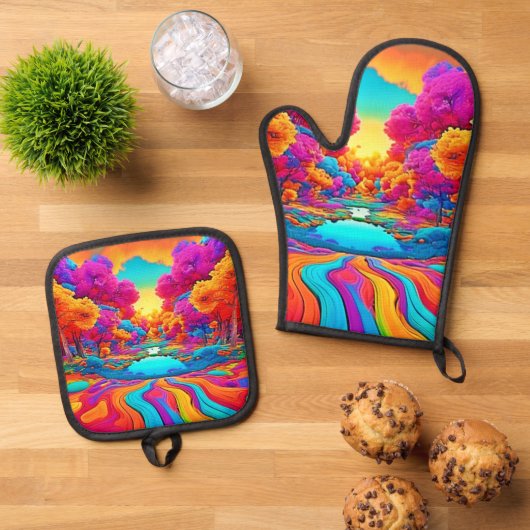 カラフルファンタジー 鍋つかみ&鍋敷きセット (トップダウン)