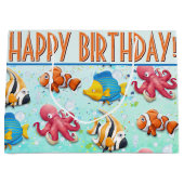 カラフルフィッシュ キッズ 誕生日 ラージペーパーバッグ (正面)