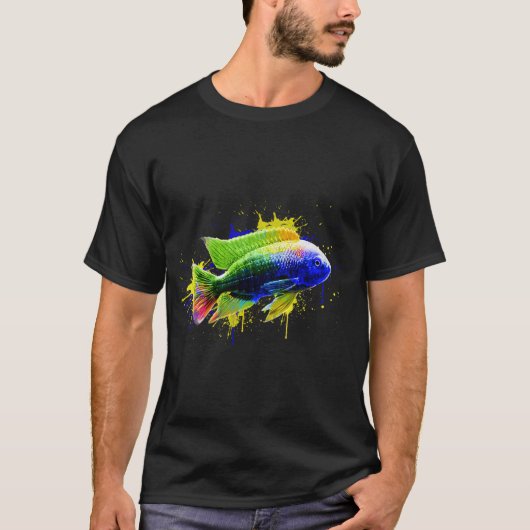 カラフルフィッシュ - ペイントブラシ Tシャツ (正面)