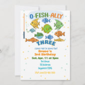 カラフルフィッシング3歳の誕生日 O-Fish-Ally Three 招待状 (正面)