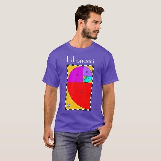 カラフルフィボナッチスパイラルTシャツ Tシャツ (正面フル)