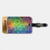 カラフルフェイクグリッターとキラキラ金ゴールドアクセント ラゲッジタグ (裏面横)