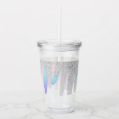 カラフルフェイクグリッターモノグラムの名 アクリルタンブラー (正面)