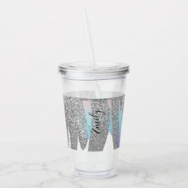 カラフルフェイクグリッターモノグラムの名 アクリルタンブラー