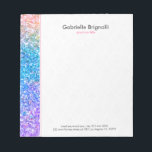 カラフルフェイクグリッター ノートパッド<br><div class="desc">白い背景とクールグレーのカスタマイズ可能な文字を備えた縁どカラフルフェイクグリッター。</div>