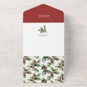 カラフルフェスティバルはっきりしたのChristmas Holly写真 オールインワン招待状 (外側)