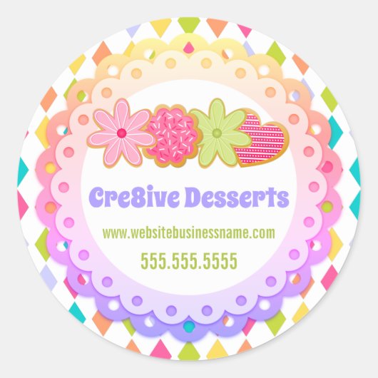 カラフルフェスティバルクッキーベーカリー包装シール ラウンドシール (正面)