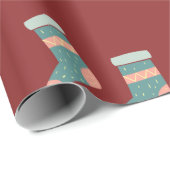 カラフルフェスティバルクリスマスストッキングぶら下がったズ ラッピングペーパー (ロールコーナー)