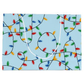 カラフルフェスティバルクリスマスライトパターンブルー ラージペーパーバッグ (裏面)