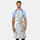 カラフルフェスティバルクリスマスライトパターン エプロン (着用した状態)