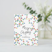 カラフルフェスティバルクリスマスライトパターン シーズンポストカード (スタンド正面)