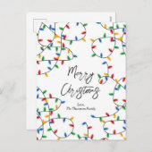 カラフルフェスティバルクリスマスライトパターン シーズンポストカード (正面/裏面)