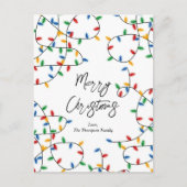 カラフルフェスティバルクリスマスライトパターン シーズンポストカード (正面)