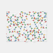 カラフルフェスティバルクリスマスライトパターン フリースブランケット (正面(横))