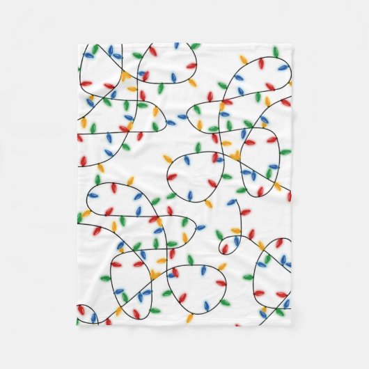 カラフルフェスティバルクリスマスライトパターン フリースブランケット (正面)