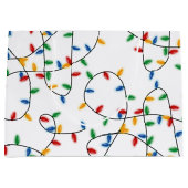 カラフルフェスティバルクリスマスライトパターン ラージペーパーバッグ (正面)