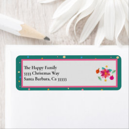 カラフルフェスティバルグリーンピンククリスマス ラベル