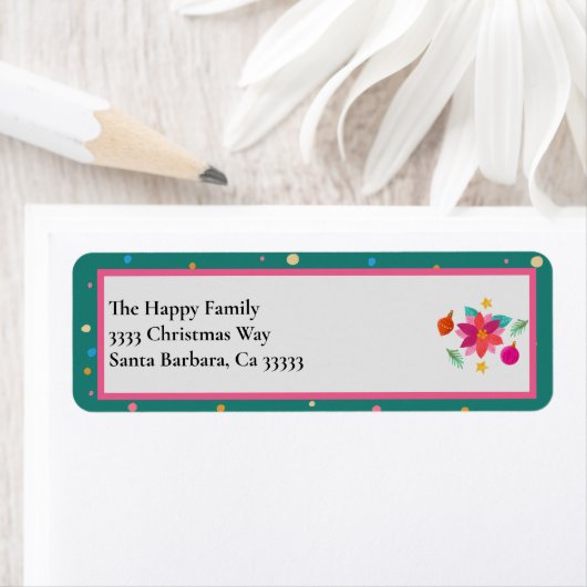 カラフルフェスティバルグリーンピンククリスマス ラベル (インサイチュ)