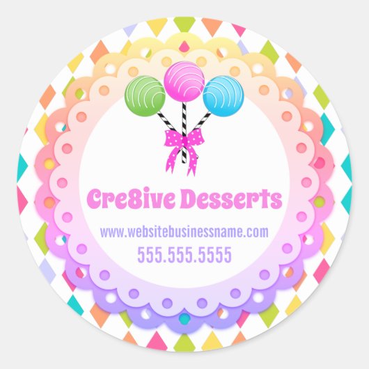 カラフルフェスティバルケーキポップベーカリー包装シール ラウンドシール (正面)