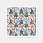 カラフルフェスティバルツリーパターン スタンダードカクテルナプキン (正面)