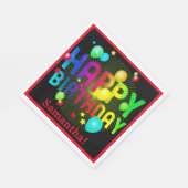 カラフルフェスティバルハッピーバースデーのカスタマイズ スタンダードランチョンナプキン (角)