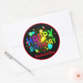 カラフルフェスティバルハッピーバースデーのカスタマイズ ラウンドシール (封筒)