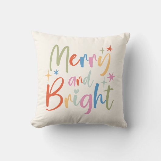 カラフルフェスティバルメリーと明るい写真クリスマス クッション (正面)