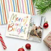 カラフルフェスティバルメリーと明るい写真クリスマス シーズンカード