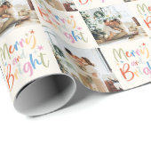 カラフルフェスティバルメリーと明るい写真クリスマス ラッピングペーパー (ロールコーナー)