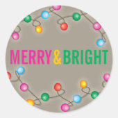 カラフルフェスティバルライツグローホリデーギフトラベル ラウンドシール (正面)