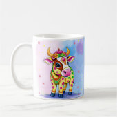 カラフルフェスティバル変装の聖ディワリ牛 コーヒーマグカップ (左)