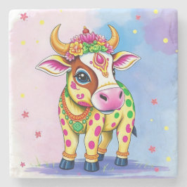 カラフルフェスティバル変装の聖ディワリ牛 ストーンコースター