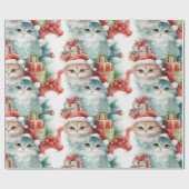 カラフルフェスティバル猫のクリスマスプレゼント ラッピングペーパー (フラット)