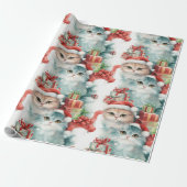 カラフルフェスティバル猫のクリスマスプレゼント ラッピングペーパー (アンロールド)