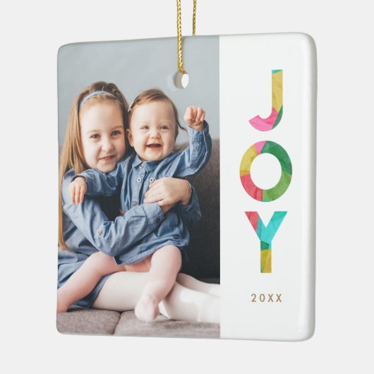 カラフルフェスティバルJOYクリスマスフォト セラミックオーナメント (左)