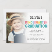 カラフルフォトオーバーレイ幼稚園卒業 招待状 (正面)