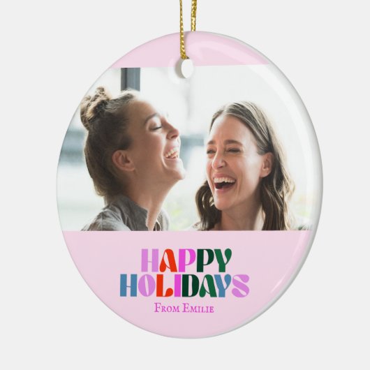 カラフルフォトピモダンックフレンド名オーナメント セラミックオーナメント (左)