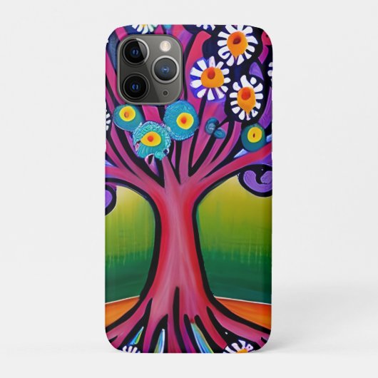 カラフルフォークアートスタイルお洒落ツリー Case-Mate iPhoneケース (裏)