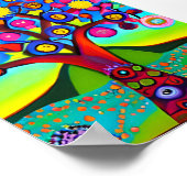 カラフルフォークアートスタイルツリー ポスター (角)