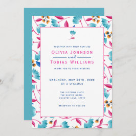 カラフルフォークアートフローラ夏 招待状