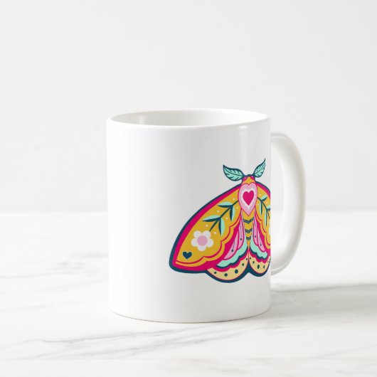 カラフルフォークアートモスデザインマグカップ コーヒーマグカップ (正面右)