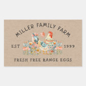 カラフルフォークチキンフローラ卵カートン 長方形シール (正面)