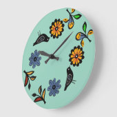 カラフルフォークフローラ ラージ壁時計 (傾斜)