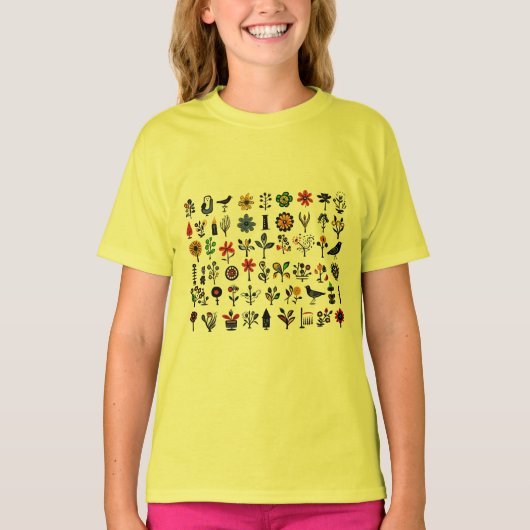 カラフルフォークフローラ Tシャツ (正面)