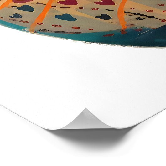 カラフルフォーク猫 ポスター (角)