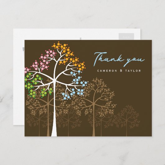 カラフルフォー点々のあるシモダンーズ結婚ズ ポストカード (正面/裏面)